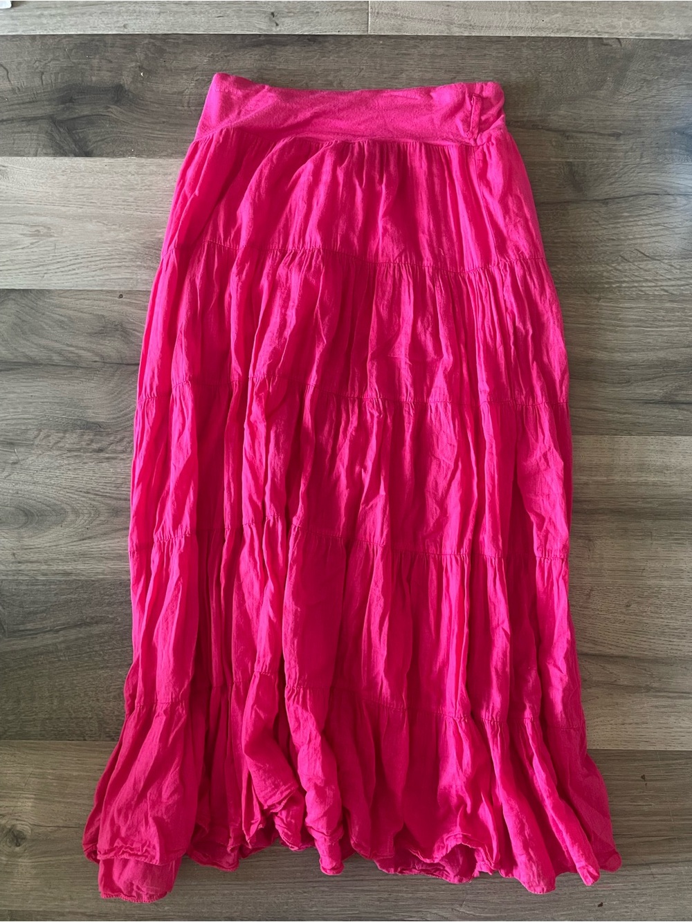 Fuchsia Pink Tiered Maxi Skirt